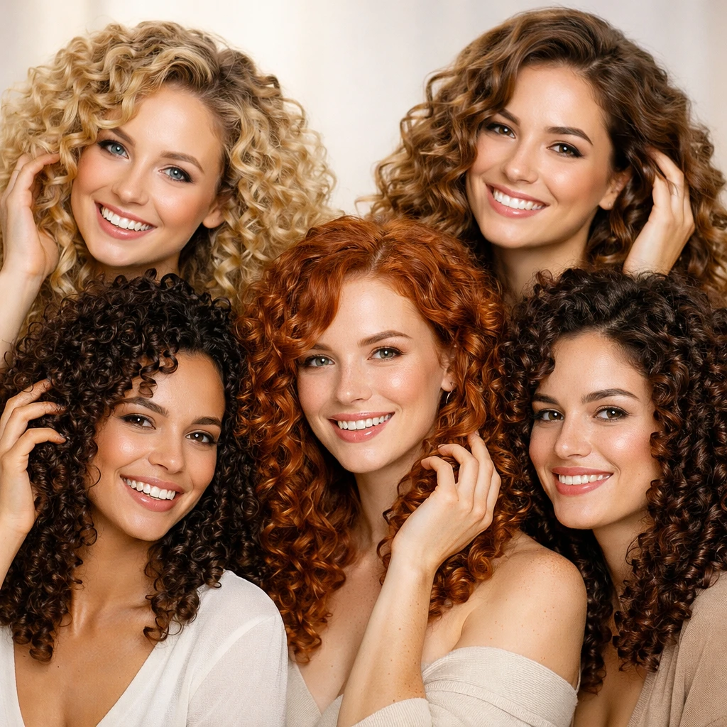 Femeie cu păr creț natural — metoda Curly Girl